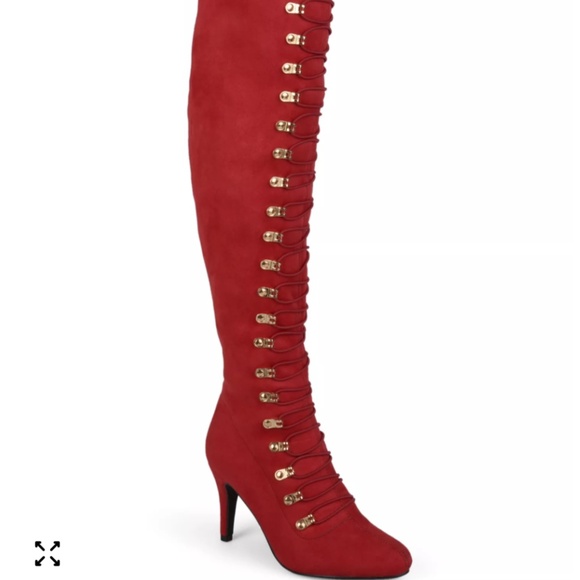 Red NWOB Thigh High JC Trill Boots size 6 - Picture 2 of 4